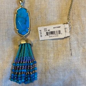 Kendra Scott EVA Long in Teal Agate Gold necklace